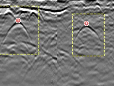 Détection géoradar de branchements PE gaz (Polyéthylène PEHD)