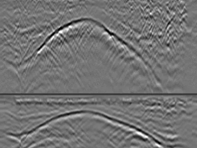 Rib Vault GPR Survey from Above — Backfill Thickness and Structural Geometry