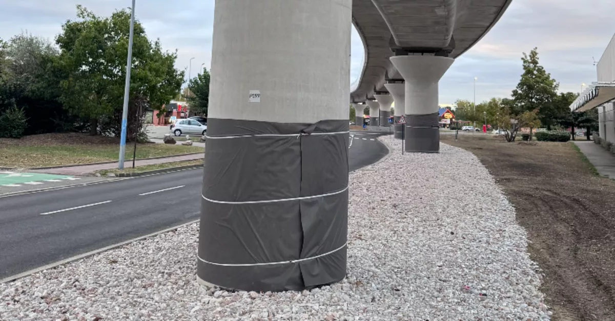 Fût de pile de viaduc routier en béton armé (Ø 2 m) au radar à saut de fréquence